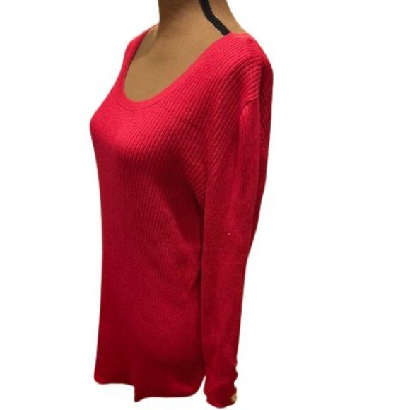 Lane Bryant Ribbed Long Sleeve Crew Neck Sweater with Gold Button Cuffs – 14/16 - Picture 3 of 10